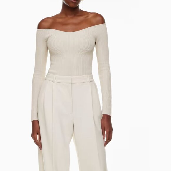 Aritizia Babaton Sculpt Knit Eloquence Long sleeve Off-the-shoulder rib-knit XXS - Picture 2 of 2